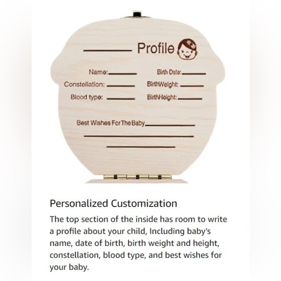 BRAND NEW BABY TOOTH FAIRY & FIRST CURL, & UMBILICAL CORD PINE WOOD KEEPSAKE BOX - Picture 3 of 13